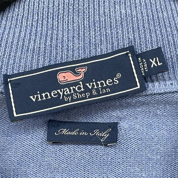 Vineyard Vines Sweater Mens XL Blue Thaxter Quarter Zip Cotton Cashmere Pullover - Picture 3 of 11
